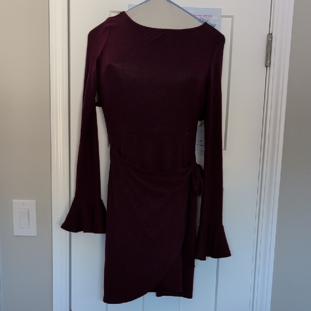 Lulu's Deep Burgundy Long Sleeve Dress